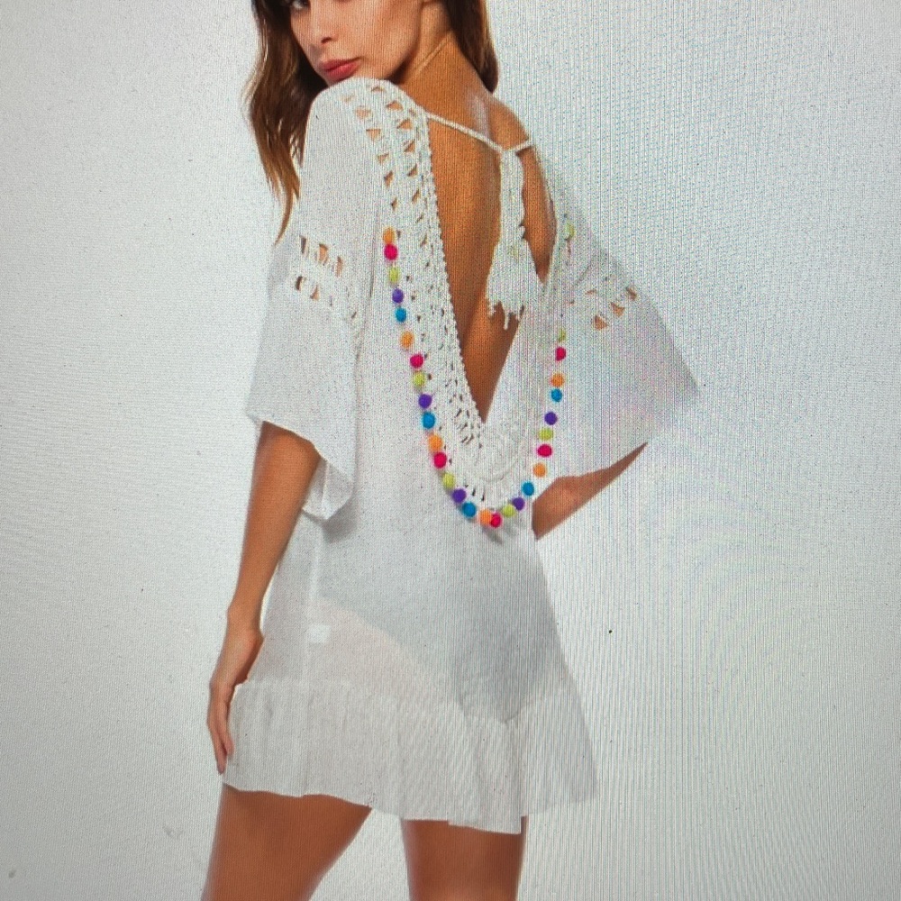 White Crochet Beach Cover-Up - Picture 2 of 4